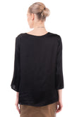 DIANA GALLESI Satin Top Blouse Size IT 44 / M Black 3/4 Sleeve Round Neck gallery photo number 4