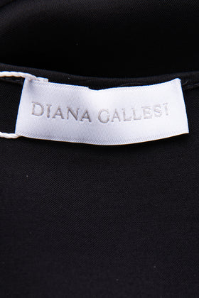 DIANA GALLESI Satin Top Blouse Size IT 44 / M Black 3/4 Sleeve Round Neck gallery photo number 6