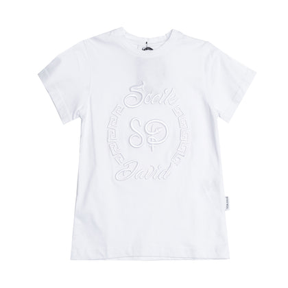 SCEIK DAVID T-Shirt Top Size 8Y White Embroidered Front Made in Italy gallery photo number 1