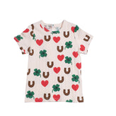 MINI RODINI T-Shirt Top Size 2-3Y Clover Horseshoe & Heart Pattern gallery photo number 1