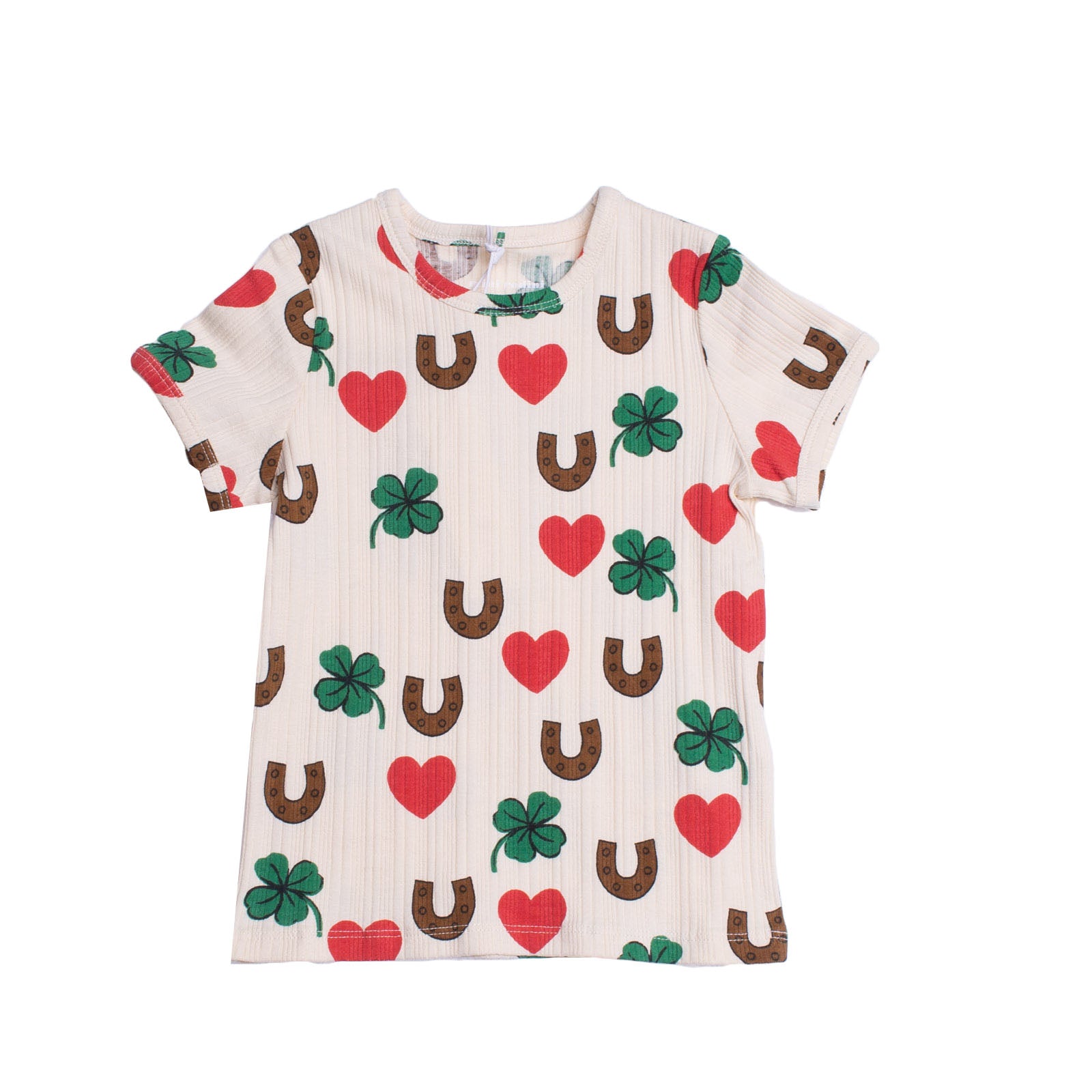 MINI RODINI T-Shirt Top Size 2-3Y Clover Horseshoe & Heart Pattern gallery main photo