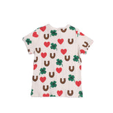 MINI RODINI T-Shirt Top Size 2-3Y Clover Horseshoe & Heart Pattern gallery photo number 2