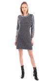 8 Jumper Dress Size M Wool Blend Houndstooth Melange Ribbed Cuffs Made in Italy gallery photo number 1