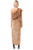 RRP €215 WEILI ZHENG Chenille One Shoulder Dress Size L Ruffle Trim Hem gallery photo number 4