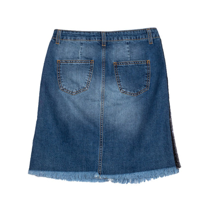 LE VOLIERE Denim Trapeze Skirt Size 12Y Lame Effect gallery photo number 1