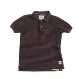 BOB Polo Shirt Size 6Y Pique Cotton Garment Dye Striped Logo Patch Split Hem gallery photo number 1