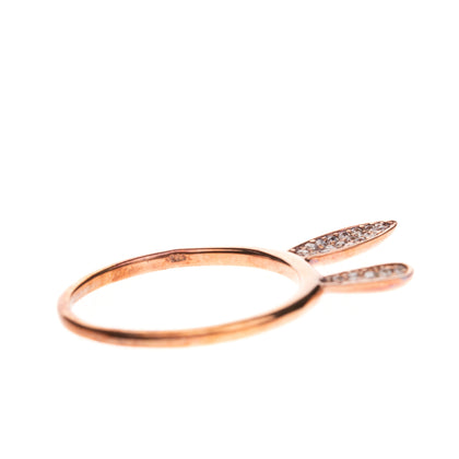 RRP€160 AAMAYA By PRIYANKA Silver Bunny Ears Ring Size 7 Rose Gold Plated Topaz gallery photo number 4