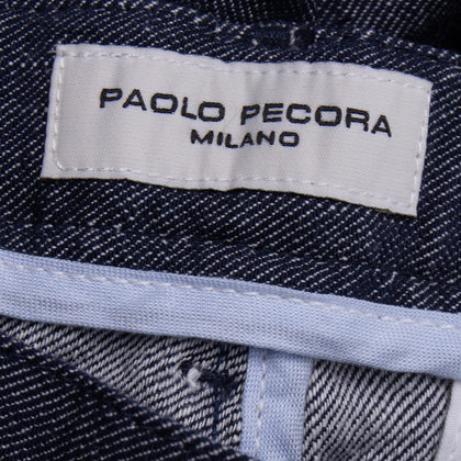 PAOLO PECORA Denim Trousers Size 9Y Linen Blend Logo Patch Zip Fly gallery photo number 5