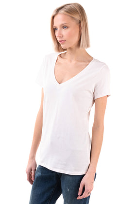 NATURAL SKIN Organic Cotton T-Shirt Top Size L Stretch Short Sleeve V Neck gallery photo number 3