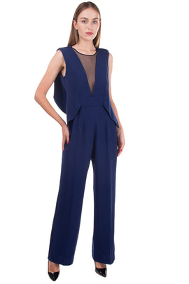 RRP €295 ANNARITA N Crepe Jumpsuit Size 42 / S Open Back Wide Leg Made in Italy