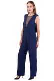 RRP €295 ANNARITA N Crepe Jumpsuit Size 42 / S Open Back Wide Leg Made in Italy gallery photo number 3