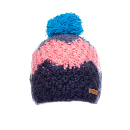 BARTS Beanie Cap Size 53 / S / 4-8Y HAND KNITTED Colour Block Pom Pom gallery photo number 1