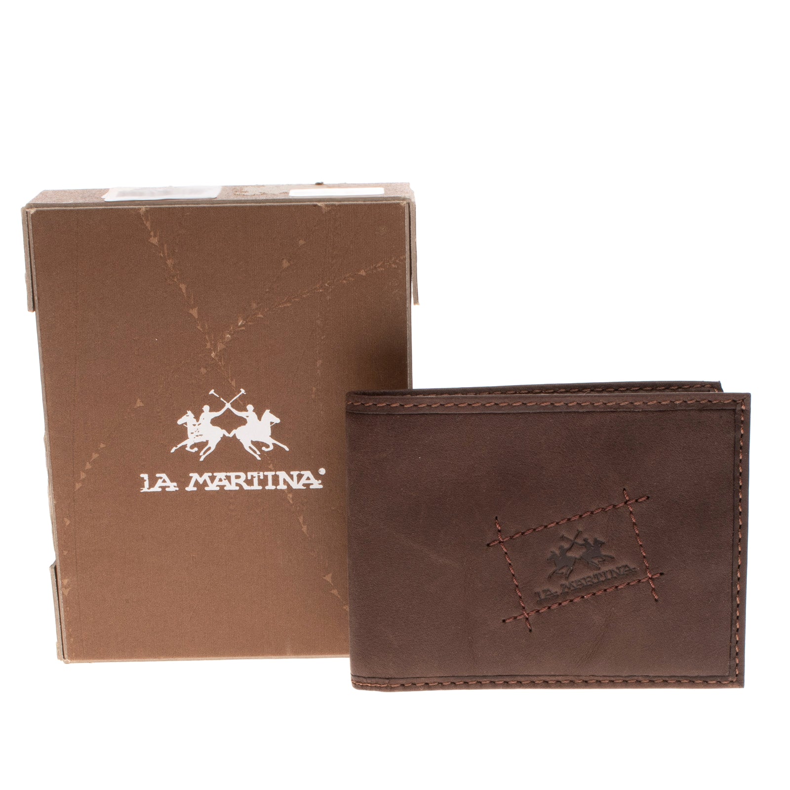 LA MARTINA Leather Bifold Wallet HANDMADE Vintage -Look Embossed - Stitched gallery main photo
