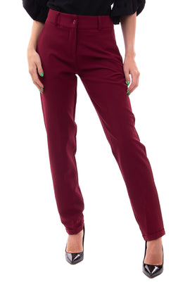 #LINEA 22 Trousers Size IT 40 / XS Stretch Bordeaux Slim Fit Made in Italy