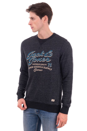 JACK & JONES PREMIUM  Sweatshirt Size M Printed Front Worn Look Melange Effect gallery photo number 3