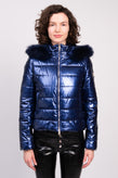 RRP €230 LIU JO Puffer Jacket Size 40 Metallic Removable Hood & Raccoon Fur Trim gallery photo number 3