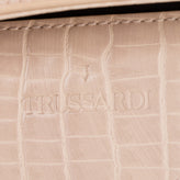 RRP €115 TRUSSARDI Flap Crossbody Saddle Bag Croc Embossed Heart Padlock gallery photo number 8