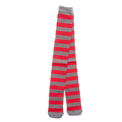 Knee High Socks One Size Striped Pattern Partly Stitching Shiny Threads