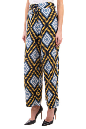 RRP €125 WHITE SAND 88 Trousers Size IT 42 S Patterned Drop Crotch Made in Italy gallery photo number 3