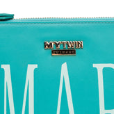 MY TWIN TWINSET Double Clutch Bag Pouch PU Leather Printed 'SMART' Zip Closure gallery photo number 4