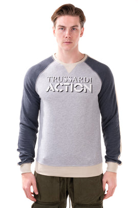 TRUSSARDI ACTION Sweatshirt Size XL Melange Effect Long Sleeve Round Neck