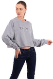 RRP €105 TOY G Cropped Sweatshirt Size L Melange Faux Pearl Logo Made in Italy gallery photo number 2