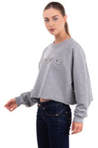 RRP €105 TOY G Cropped Sweatshirt Size L Melange Faux Pearl Logo Made in Italy gallery photo number 3