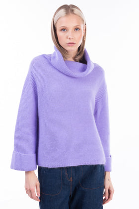 RRP €145 ANNARITA N TWENTY 4H Jumper Size XS Purple Angora Wool Blend Cowl Neck gallery photo number 2