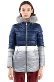 YES ZEE By ESSENZA Quilted Jacket Size XS Partial Down Filling Raccoon Fur Trim gallery photo number 2