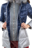 YES ZEE By ESSENZA Quilted Jacket Size XS Partial Down Filling Raccoon Fur Trim gallery photo number 6