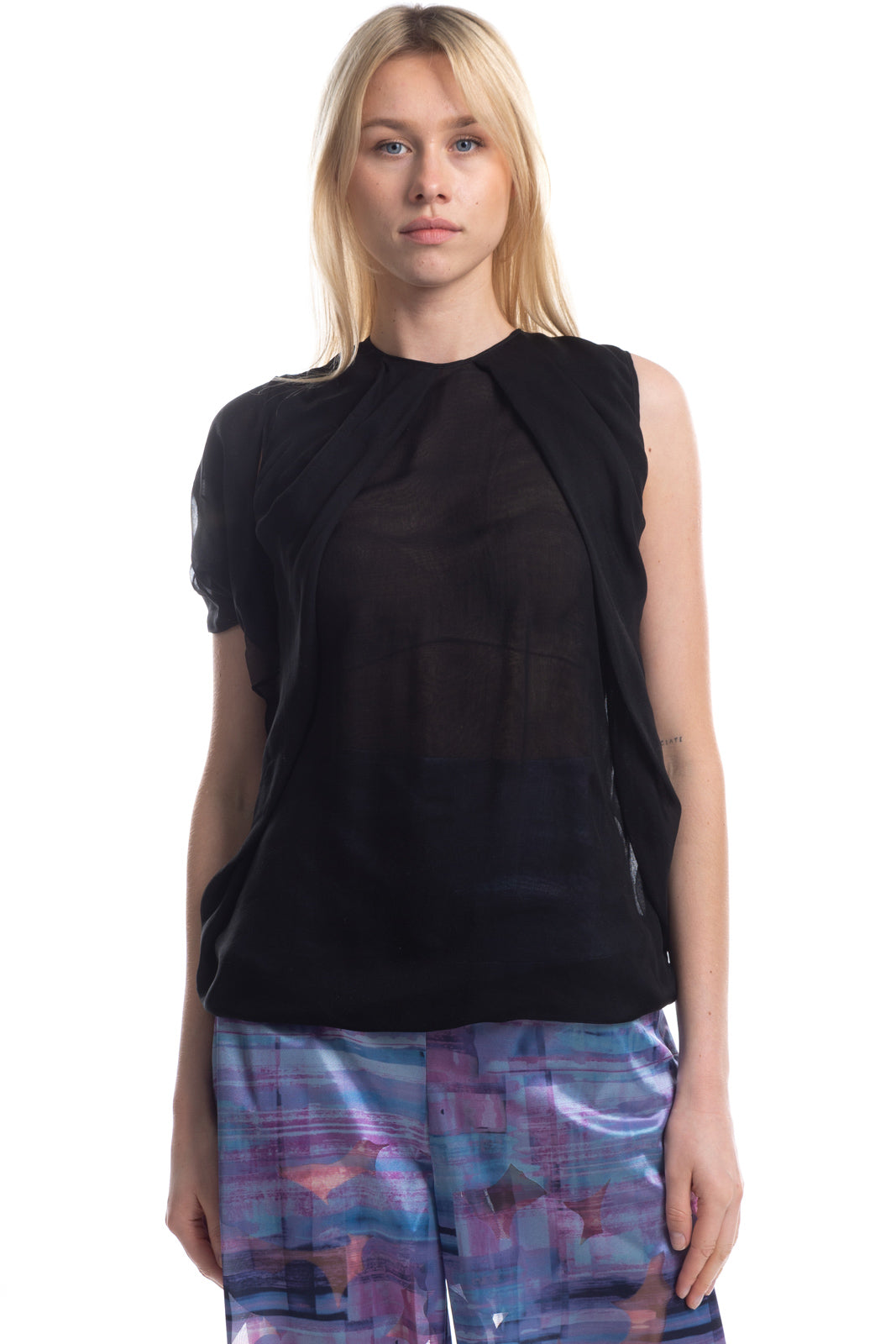 RRP€640 DSQUARED2 Silk Top Blouse Size IT 40 S Sheer Draped Detail Made in Italy gallery main photo