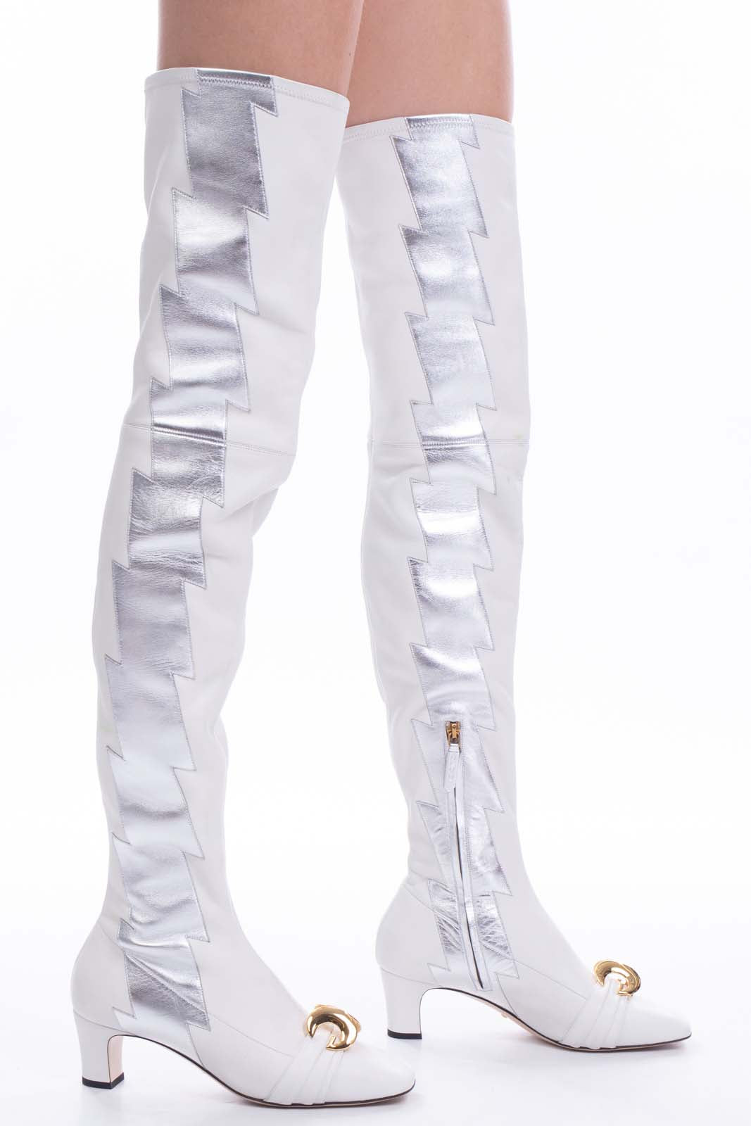 RRP GUCCI Leather Over The Knee Boots EU36 UK3 Metallic Ligh –POPPRI Online Auctions