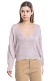 RRP€255 IRO Jumper Size XS Thin Knit Lame Effect Shiny Drop Shoulder Deep V Neck gallery photo number 2