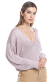 RRP€255 IRO Jumper Size XS Thin Knit Lame Effect Shiny Drop Shoulder Deep V Neck gallery photo number 3