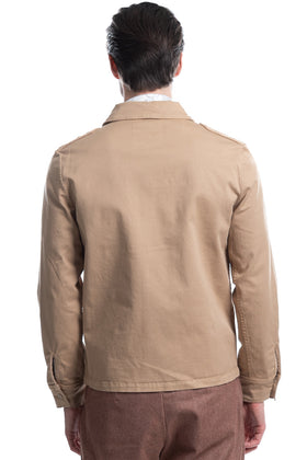 8 Gabardine Overshirt Size XL Beige Garment Dye Spread Collar Made in Italy gallery photo number 5