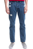 8 Jeans W30 Blue Ripped Style Contrast Stitching Garment Dye Made in Italy gallery photo number 3