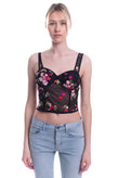 LOST INK Cropped Top Size UK 12 Embroidered Flowers Tulle Sleeveless gallery photo number 1