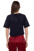 RAOUL Lace Top Blouse Size L Embroidered Eyelets Lace Up Short Sleeve RRP €385 gallery photo number 5