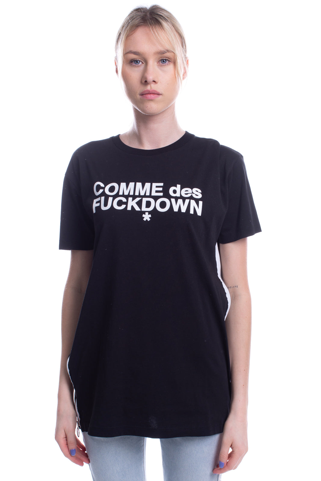 COMME DES F*CKDOWN T-Shirt Top Size M Zipped Sides Short Sleeve gallery main photo