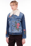 RRP €2295 AS65 Denim Jacket Size XXS Shearling Lined Embroidered Beaded Patched gallery photo number 6