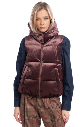 BRUNELLO CUCINELLI Down Velour Gilet Size 38 XS Quilted Full Zip Hood RRP €3470 gallery photo number 3