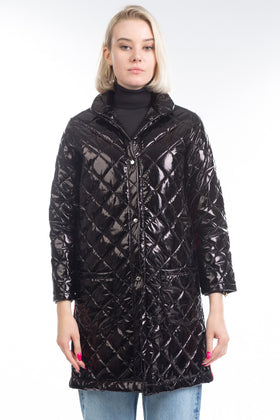 LA FILLE DES FLEURS Longline Quilted Jacket Size L Padded Made in Italy gallery photo number 2