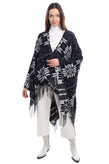 GEORGE J. LOVE Poncho Scarf One Size Wool Blend Ethnic Fringe Made in Italy gallery photo number 2