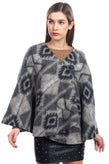 GEORGE J. LOVE Baize Poncho Jacket Size M Wool Blend Aztec Unlined Wrap V-Neck gallery photo number 4