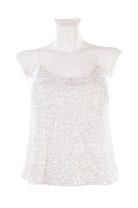 TOPSHOP Cami Top Size 36 Sequined White Sleeveless gallery photo number 1