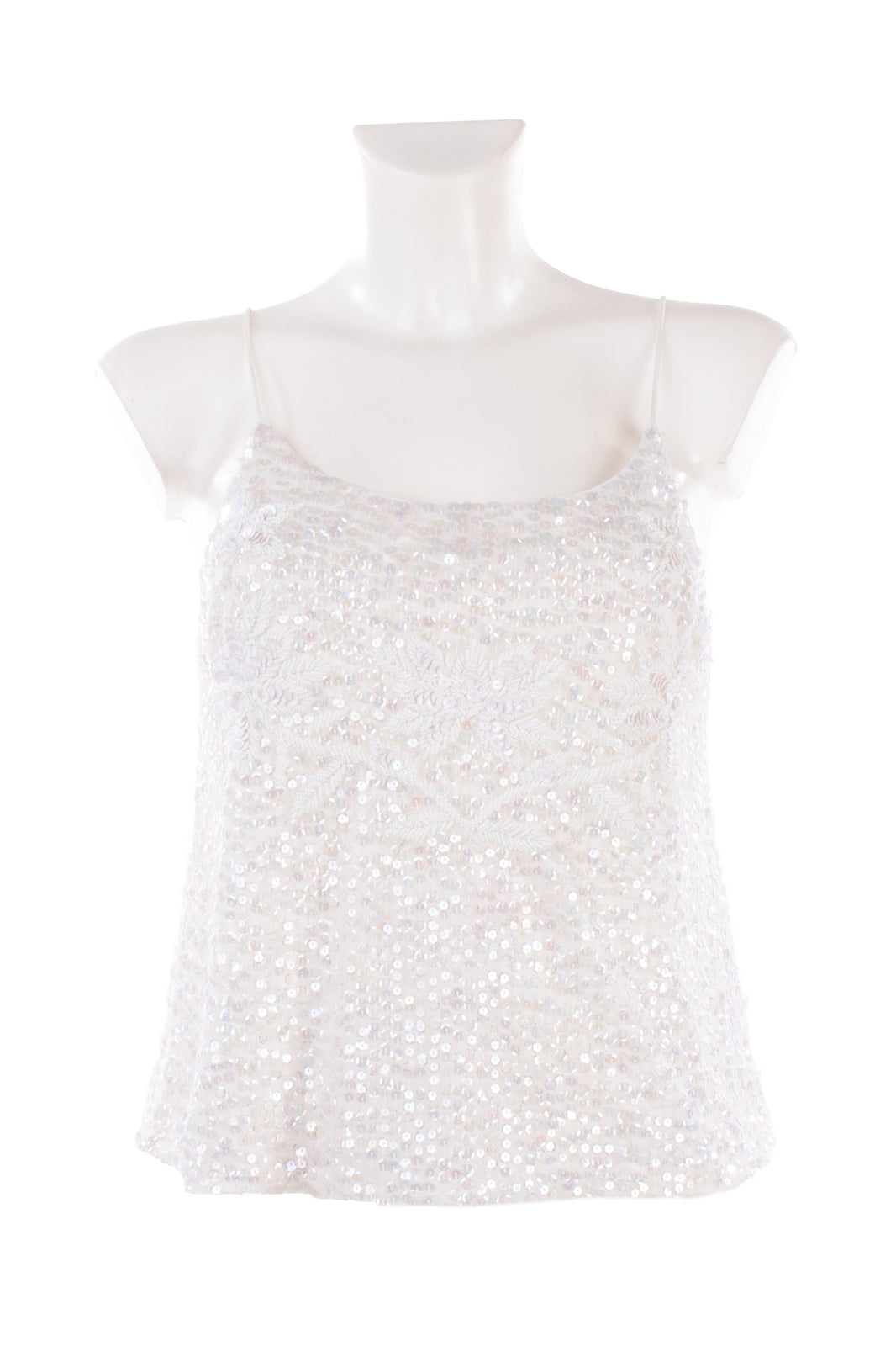 TOPSHOP Cami Top Size 36 Sequined White Sleeveless gallery main photo