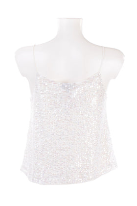 TOPSHOP Cami Top Size 36 Sequined White Sleeveless gallery photo number 2