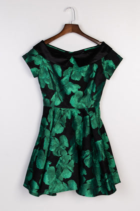MARC ELLIS Jacquard Fit & Flare Dress Size S Floral Partly Lined Collared gallery photo number 1