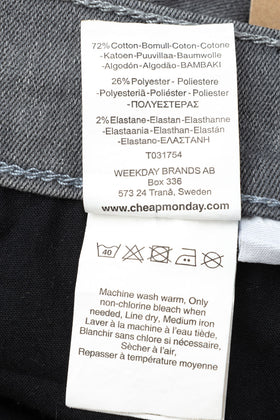 CHEAP MONDAY Jeans W29 L32 Stretch Dark Grey Logo Zip Fly Low Waist gallery photo number 7