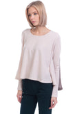 REVISE Jumper Size XS Thin Knit Two-Tone Crepe Back Dipped Hem Scoop Neck gallery photo number 3